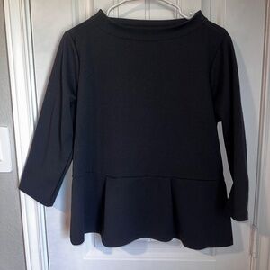 Ann Taylor Factory 3/4 Sleeve Black Peplum top - Large Petite